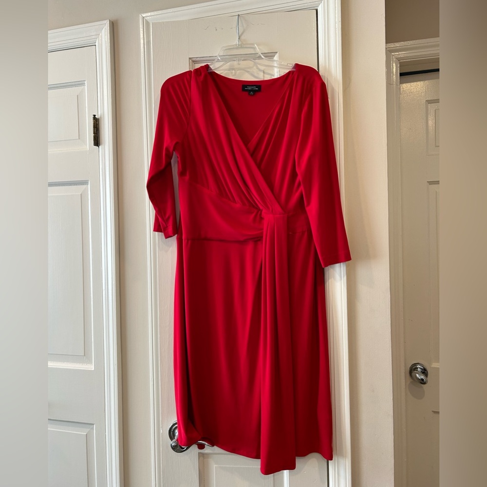 Red Tahari Faux Wrap dress.  Jersey material.  Size 12.